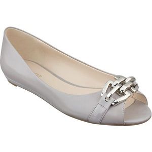 Nine West Gray Amedea Peep-Toe Ballet Flats Size 7